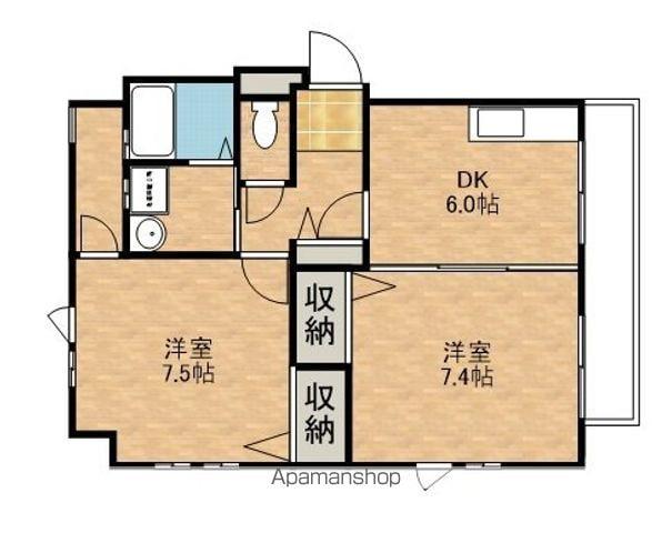 ローズガーデン(2DK/3階)の間取り写真