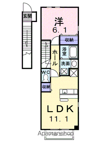 Sハウス(1LDK/2階)の間取り写真