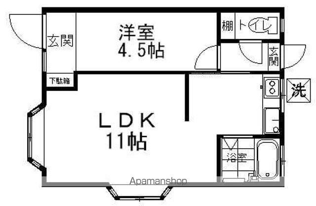 宮沢第二コーポ(1LDK/1階)の間取り写真