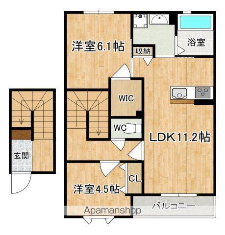 ボヌールプレジオ(2LDK/2階)の間取り写真