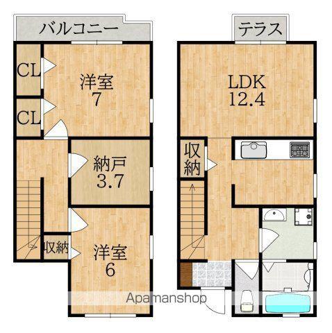矢追テラスハウス(2SLDK)の間取り写真