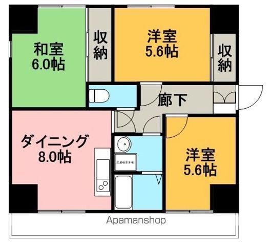リエス新宿町(3DK/1階)の間取り写真