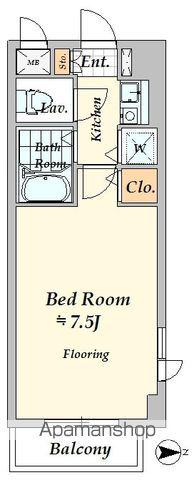 外苑フラット(1K/2階)の間取り写真