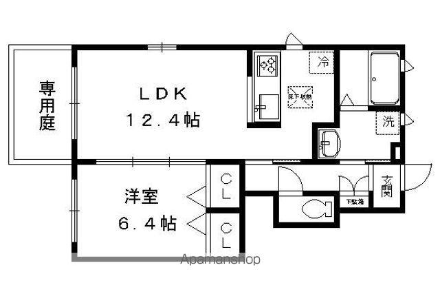 アルト・プエンテ(1LDK/1階)の間取り写真