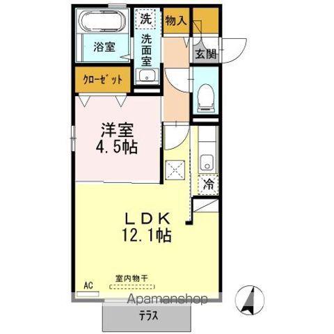 オーピュール城西(1LDK/1階)の間取り写真