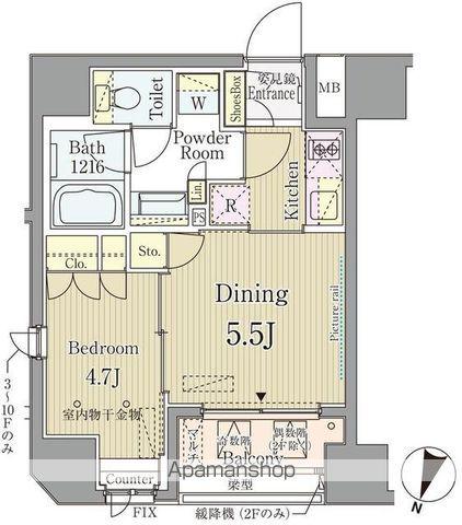 セレニティー神田(1DK/4階)の間取り写真