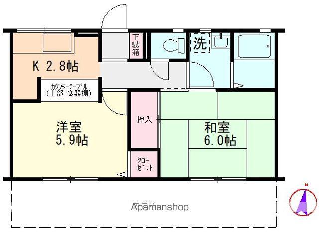 クロノス神木本町サウス(2K/1階)の間取り写真