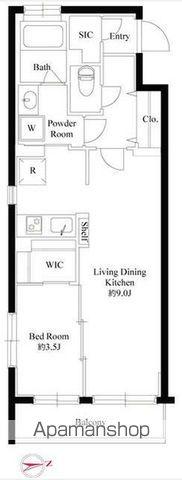 ハーモニーレジデンス新宿四谷(1LDK/1階)の間取り写真