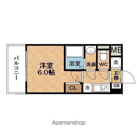 ESLEADOSAKAUMEDALUXE(1K/4階)の間取り写真