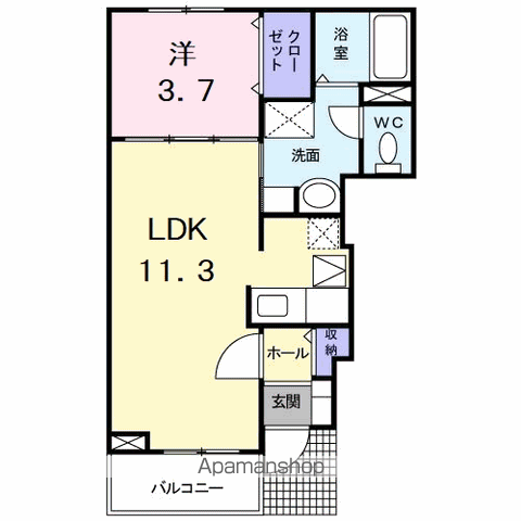 ティファニーハイツⅠ(1LDK/1階)の間取り写真