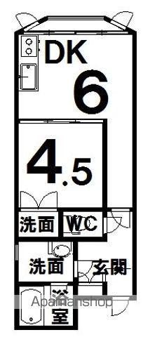 カームハウス(1DK/3階)の間取り写真