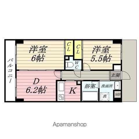 ツインプラザ幸(2DK/1階)の間取り写真
