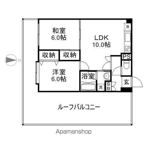 メゾン那珂川(2LDK/5階)の間取り写真
