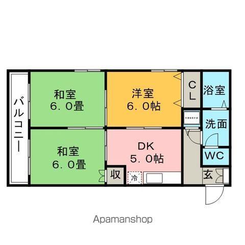 第一HIROハイツ(2LDK/2階)の間取り写真