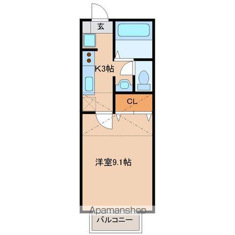 エピベールⅡ(1K/2階)の間取り写真