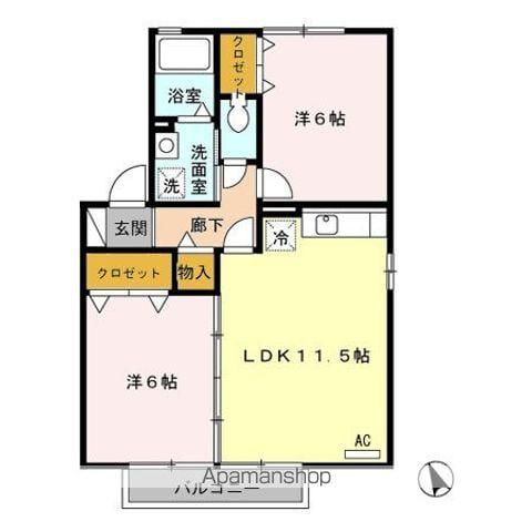 プレミール I(2LDK/2階)の間取り写真