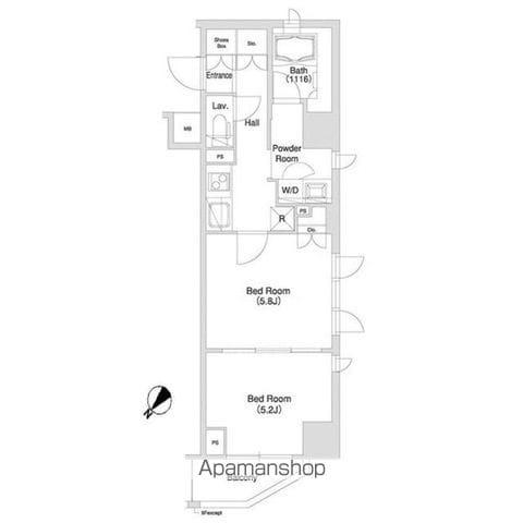 グラマシー横濱関内(2K/9階)の間取り写真