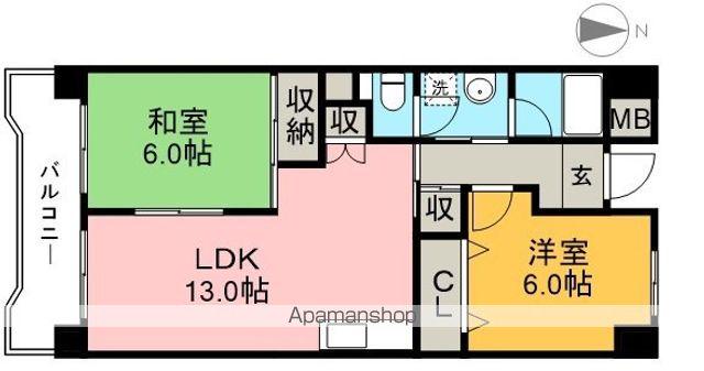 塩田町マンション(2LDK/2階)の間取り写真