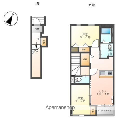 羽生市南4丁目スターテラスⅡ(2LDK/2階)の間取り写真