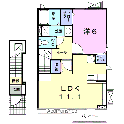 ハッピースマイル A(1LDK/2階)の間取り写真