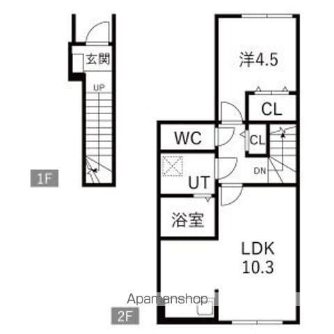 エテルノ松見町(1LDK/2階)の間取り写真