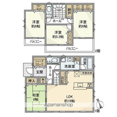 常磐線 柏駅 バス乗車時間：10分 柏第七小学校入口バス停で下車 徒歩2分 2階建 築5年(4LDK)の間取り写真