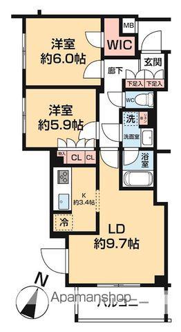 ARCOBALENO HASUNEⅠ(2LDK/3階)の間取り写真