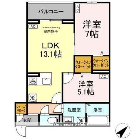 CLASSEUM都賀(2LDK/2階)の間取り写真