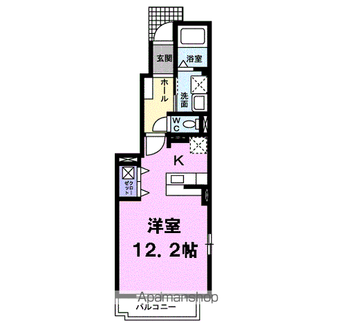 プリムラ(ワンルーム/1階)の間取り写真
