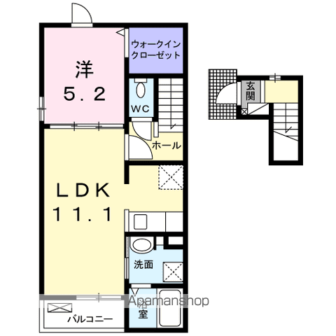 セントラルヒルズA(1LDK/2階)の間取り写真