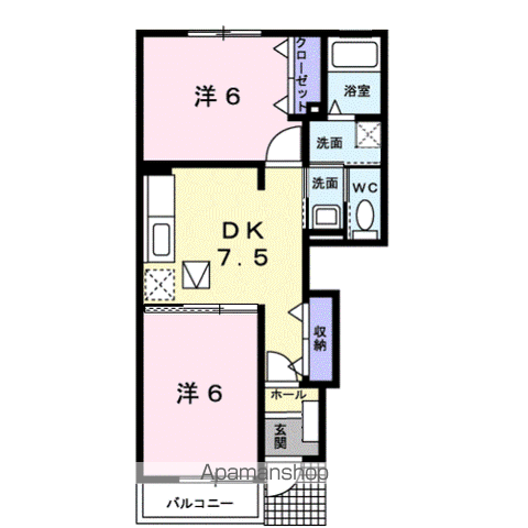 グランツェン シェーネ(2DK/1階)の間取り写真