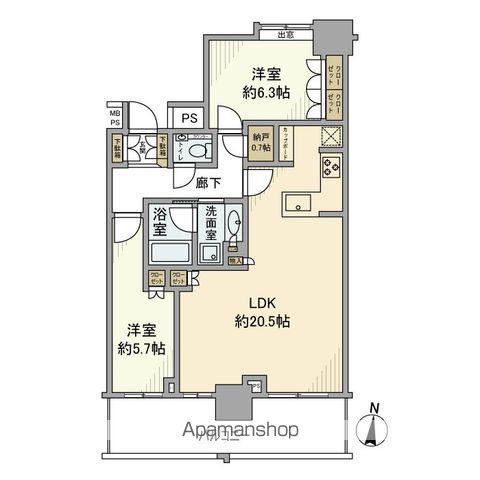 プラウドタワー名古屋栄(2LDK/15階)の間取り写真