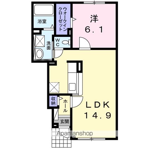 ジェルメⅡ(1LDK/1階)の間取り写真