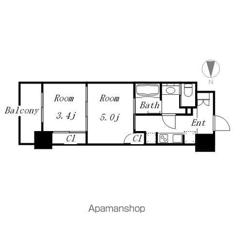 パークアクシス名古屋山王橋(1DK/9階)の間取り写真