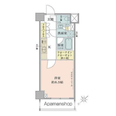 ザ・パークワンズ目黒不動前(1K/6階)の間取り写真