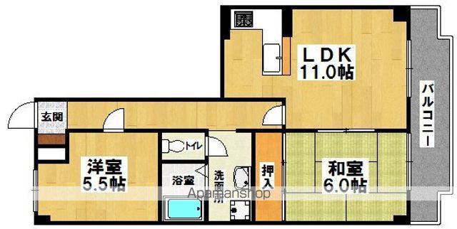 プレオール鳳(2LDK/5階)の間取り写真
