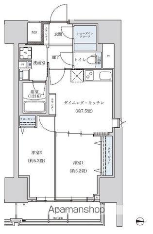 パークアクシス新栄(2DK/7階)の間取り写真
