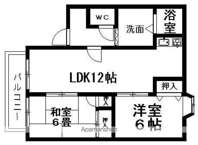 フローラルコート日野 B棟(2LDK/2階)の間取り写真