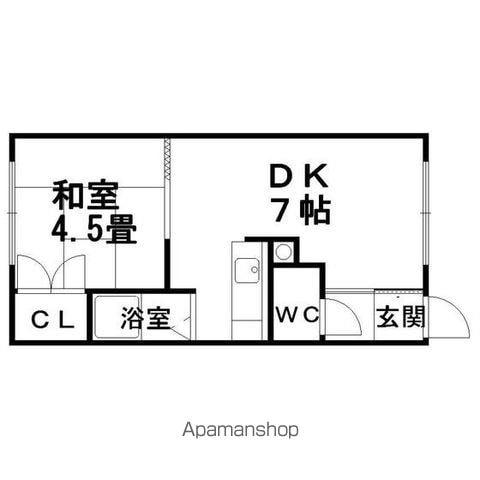 ときわ第3コーポ(1DK/2階)の間取り写真