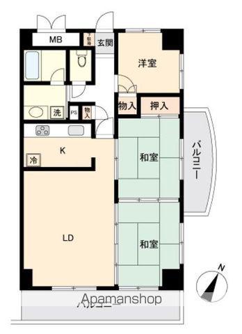 高砂関弐番館(3LDK/8階)の間取り写真