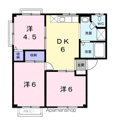 グリーンハイツ塚崎A(3DK/2階)の間取り写真