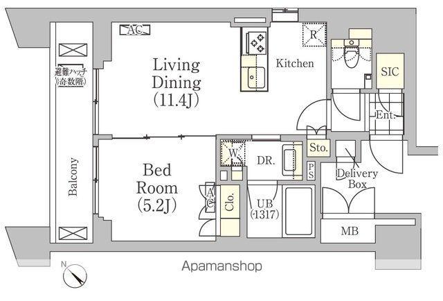メゾンカルム日本橋馬喰町(1LDK/5階)の間取り写真