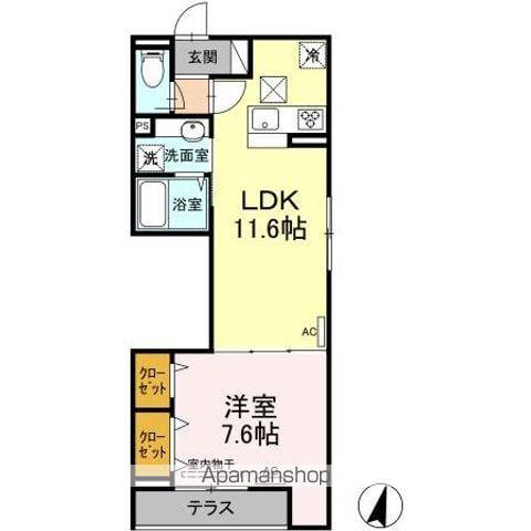 エクセリア上鷺宮Ⅱ(1LDK/1階)の間取り写真