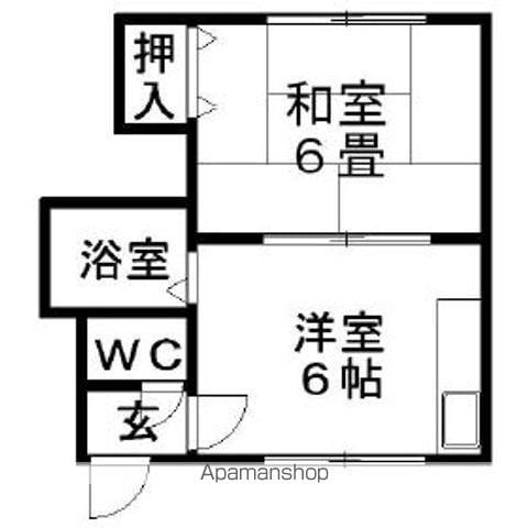 高台ハイツB(1DK/1階)の間取り写真