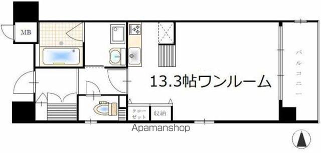 ビューテラス西堀端(ワンルーム/3階)の間取り写真