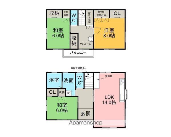 名鉄三河線 高浜港駅 徒歩9分 2階建 築28年(3LDK)の間取り写真