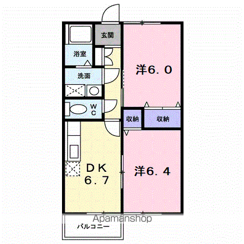 コーポサンレモA(2DK/1階)の間取り写真