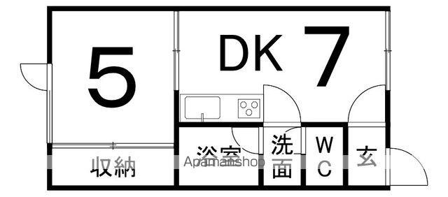 ハレクラニ(1DK/1階)の間取り写真