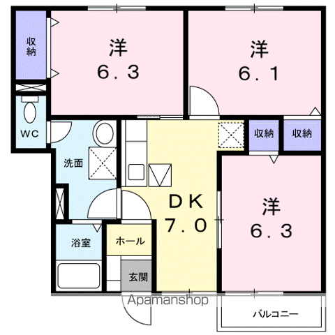プロムナード壱番館(2LDK/1階)の間取り写真