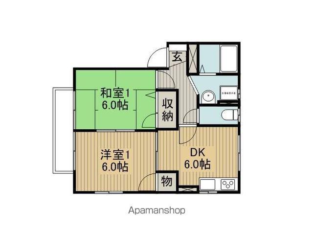 ディアスK&Y A棟(2DK/2階)の間取り写真